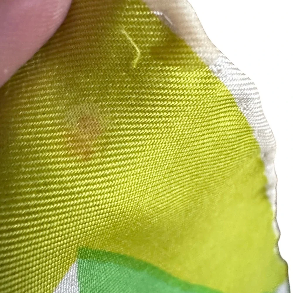 Vintage Vera Neumann Scarf Green Yellow Floral Print‎ Square 23